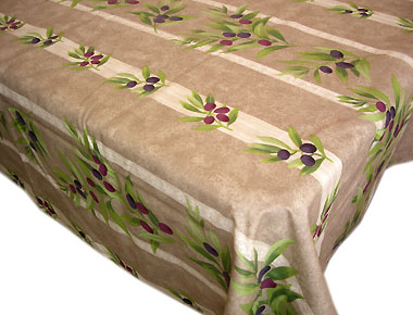 French coated tablecloth, linear (olives. linen) - Click Image to Close